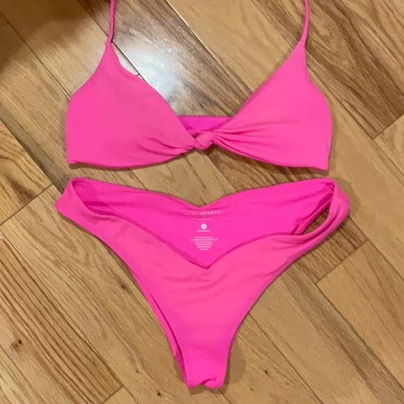 LA Hearts Pink Bikini Set - Picture 2 of 4